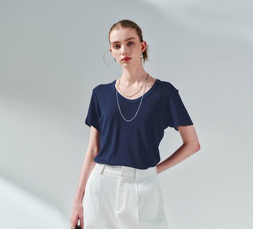 【重磅蘭精天絲】法式簡約/透氣U領T恤