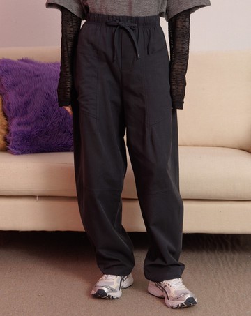 超柔棉大口袋鬆緊男友褲(兩色)