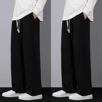 ✨ 新品🎈休閒寬鬆大碼長褲男士春秋季薄款垂墜感青少年百搭純色運動衛褲12