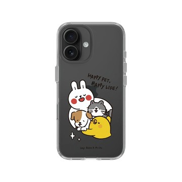 iPhone 16 Clear Case（相機按鈕） 透明 - 懶散兔與啾先生 Lazy Rabbit and Mr.Chu - Happy pet Happy life