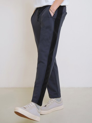 側邊燈芯絨拼接設計織戴休閒縮口褲