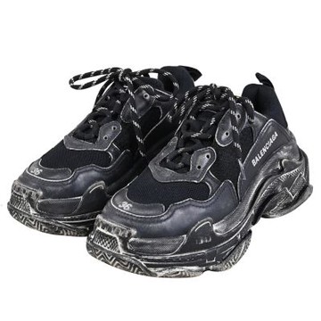 BALENCIAGA Triple S Faded Black復古刷白老爹鞋(黑)