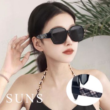 【SUNS】時尚精品大框偏光墨鏡 可套鏡 英倫經典格紋 Polarized墨鏡 超輕量墨鏡 男女適用 防眩光 抗UV400
