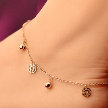 現貨+預購 玫瑰金腳鍊 銀飾-招財銅錢鈴鐺流行母親節生日情人節禮物女飾品71ak19【獨家進口】【米蘭精品】