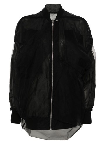 Rick Owens - tulle-overlayed coat - women - Cotton/Cotton/Polyamide - 40 - Black