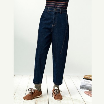 INDIGO寬版九分錐形牛仔褲