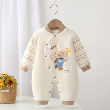 秋冬季新款嬰兒連體衣新生兒無骨哈衣寶寶卡通連身衣偏襟爬服秋冬鑫弘-萌寶童裝可開發票