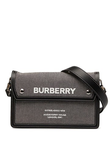 Burberry Pre-Owned - Horseferry Note crossbody bag - women - Canvas/Leather - One Size - Black