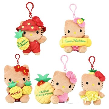 【臺灣出貨】夏威夷黑皮菠蘿hellokitty包包掛件可愛毛絨公仔玩偶kt掛飾鑰匙扣