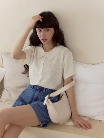 微甜小尖領針織短袖