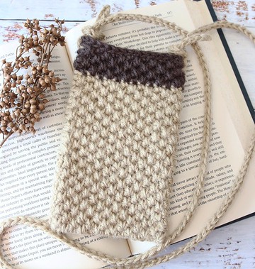 原始品味 手機袋 電話袋 斜孭袋 側背包 可調長度 日本麻線鉤編