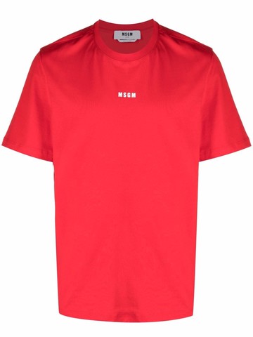 MSGM - logo-print cotton T-Shirt - men - Cotton - XL - Red