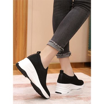 艾淇坡跟舒服輕便散步飛織休閑鞋