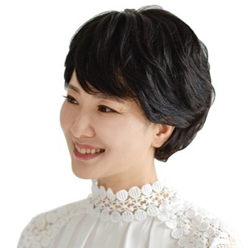 整頂假髮真髮絲-微捲斜瀏海短髮自然女假髮2色73vc25【獨家進口】【米蘭精品】