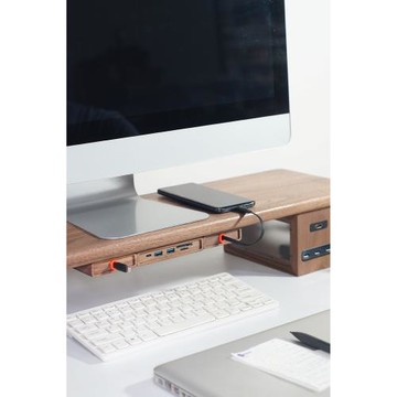 電腦增高架配件伸縮數據線充電線實木原木黑胡桃木櫸木手機平板筆記本充電線桌面自粘理線器線卡