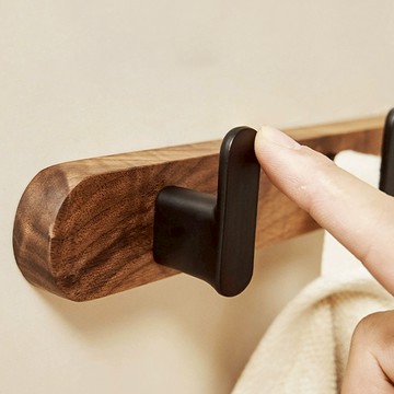 韻潔雅 胡桃木掛鉤試衣間免打孔門後掛衣架牆上壁掛進門玄關衣服帽掛衣鉤