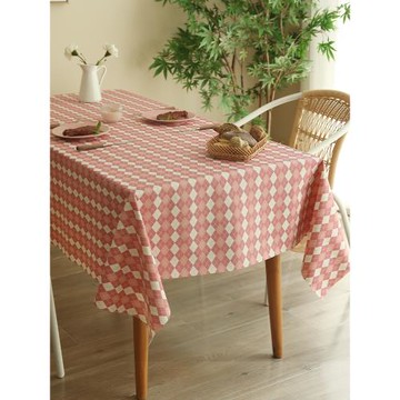 桌布防水防油防燙免洗ins風復古格子PVC輕奢高級感茶幾餐桌臺布