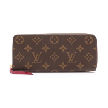 LOUIS VUITTON LV 路易威登 Clemence 拉鍊 長夾 棕色 原花帆布 M60742 【二手名牌BRAND OFF】