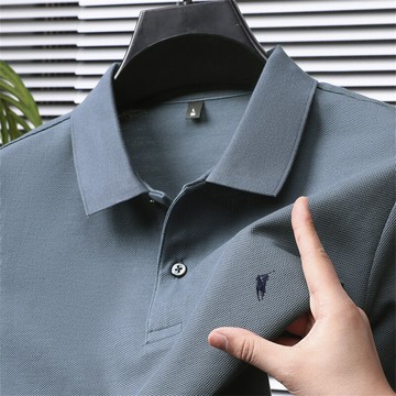 保羅短袖t恤男純棉中年翻領簡約高檔休閑寬松透氣刺繡半袖poIo衫鑫弘-衣錦男裝