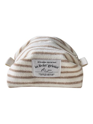 毛巾布條紋小包 M_mocha