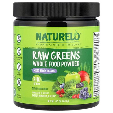 NATURELO, 未加工綠色全食粉，什錦漿果味，8.5 盎司（240 克）