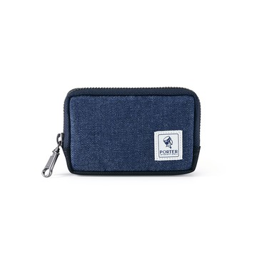 【PORTER INTERNATIONAL】牛仔拼接 PATCH WORK系列 零錢包(藍色)