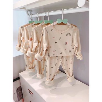 爆款主推 秋冬新款男女童寶寶韓版純棉卡通石墨烯家居服套裝 睡衣