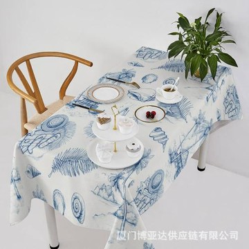 獨立站 ETSY一件定 制POD防水桌布家用亞麻餐桌布亞馬遜防塵餐布