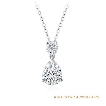 King Star GIA 30分 D color VVS2 18K金 天然鑽石項墜-垂墜水滴款(3EX 八心八箭 完美車工)