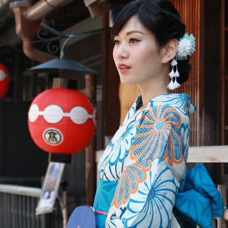 浴衣 単品 レトロ 高級変わり織り綿麻浴衣単品「生成り地に青