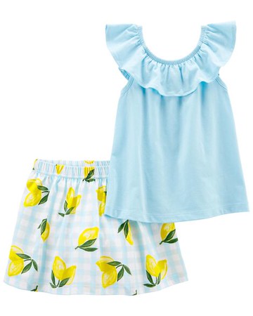 Toddler 2-Piece Flutter Top & Lemon Skort Set