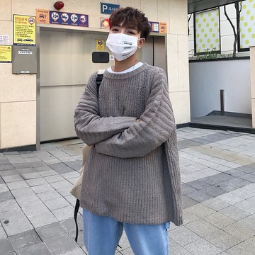 FINDSENSE品牌 秋鼕 款 新款 韓國 男 純色 高品質 舒適毛衣 大碼 寬鬆  潮流上衣
