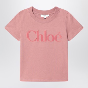 Pink cotton T-shirt with logo