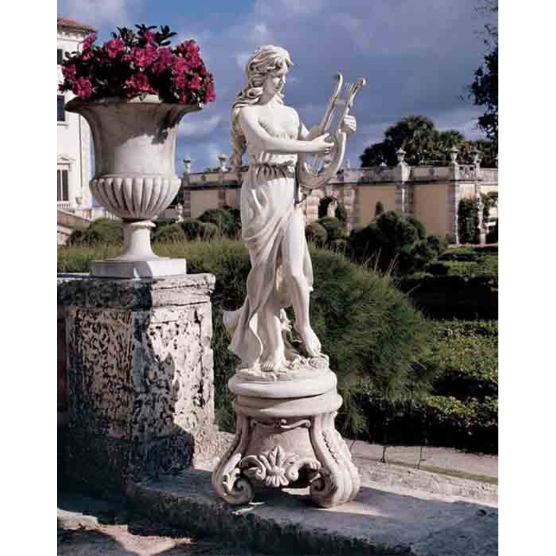 ハープ(竪琴)を持ったミューズ 女神 彫像 インテリア彫刻 オブジェ装飾 