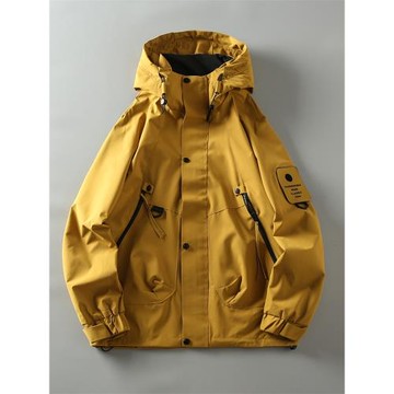 春秋新款 山系戶外防風防水 男士連帽休閑百搭沖鋒衣工裝夾克外套