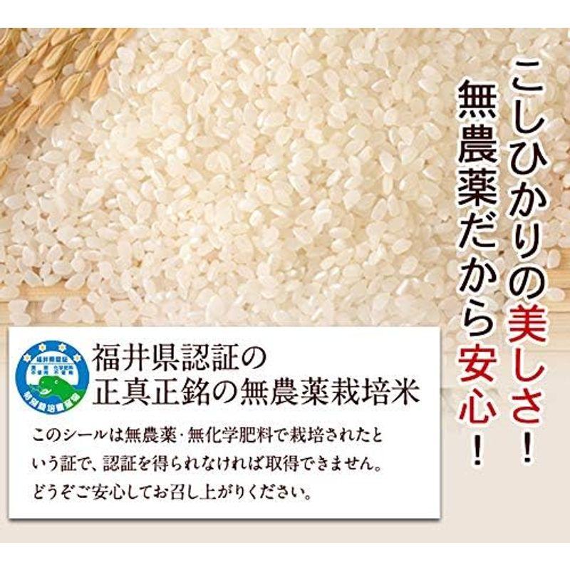 5分つき 無農薬 コシヒカリ 「特選」 2kg 新米 令和5年福井県産 特別栽培米 無農薬 無化学肥料栽培