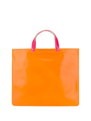 Comme Des Garçons Wallet - colour-block tote bag - unisex - Cotton/Goat Skin - One Size - Orange