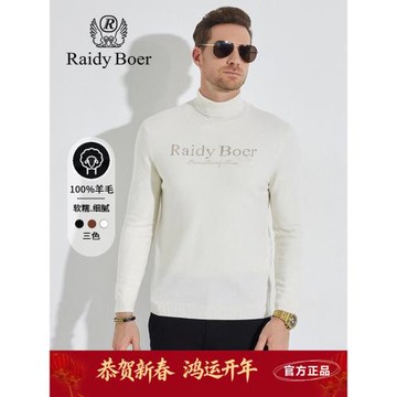 雷迪波爾男裝針織毛衣2024秋冬新款純綿羊毛高翻領偏厚套頭羊毛衫
