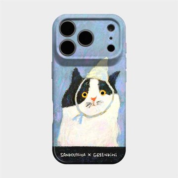 王星越同款呆呆咪 貍貓適用iPhone17蘋果16promax手機保護殼15韓系ins風14可愛搞怪趣味13原創小眾藝術油畫12