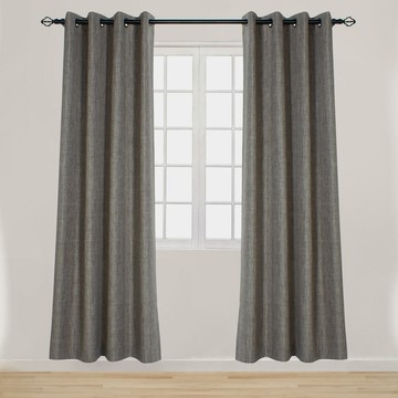 【優選百貨】熱銷深灰粗麻遮光簾簡約現代免打孔安裝飄窗臥室成品窗簾