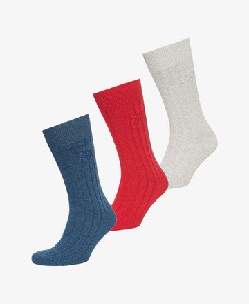 Superdry Women's Women's Organic Cotton Unisex Core Rib Crew Sock 3 Pack Navy / Navy Marl - Size: S/M