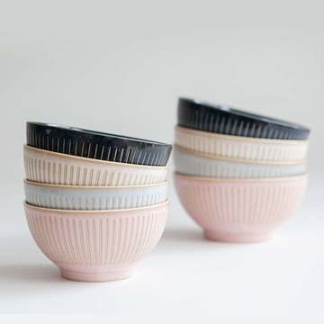 Nicotto Everyday 系列四人份飯碗湯碗組  飯碗 + 湯碗  亞麻米色/海軍藍/櫻花色/灰色  1組