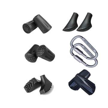 PUSH! 戶外用品通用型登山杖杖腳套12入杖尖套 登山多功能D型掛扣 杖尖腳套P143