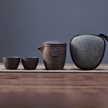 便攜式快客杯一壺二杯紫陶隨身功夫泡茶壺茶杯戶外旅行茶具小套裝
