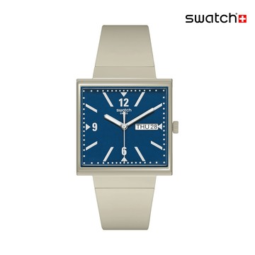 Swatch BEIGE 方形手錶/男錶/女錶/瑞士製造 SO34T700-S14 (33mm)【官方旗艦店】