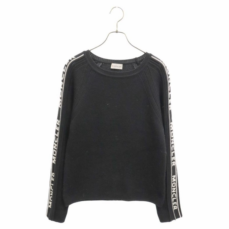 モンクレール 袖ジャガードロゴニットセーター ブラック レディース  