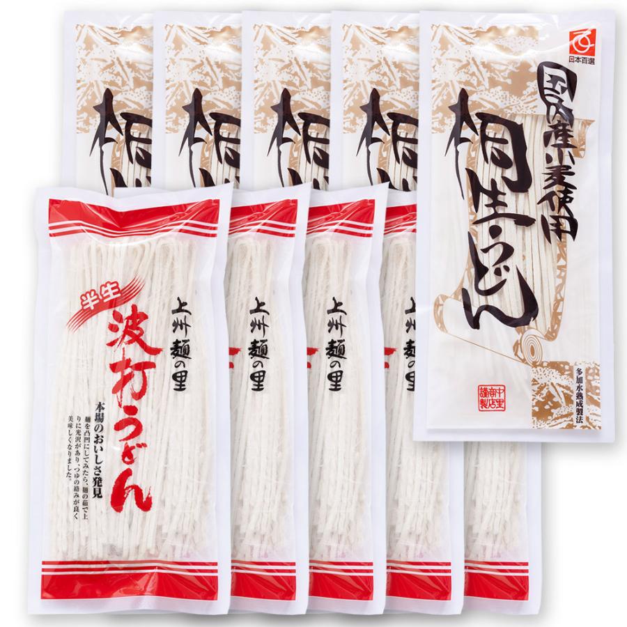 桐生うどん と 波打ちうどん セット（半生）10袋（各5袋）詰め合わせ　約20〜25人前 うどん 群馬 贈答品 ギフト