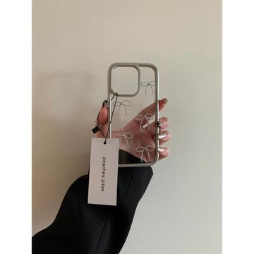 ins風韓系簡約透明蝴蝶結適用蘋果15promax手機殼iphone13新款14pro女款12簡約溫柔氛圍感法式小眾11全包硬殼