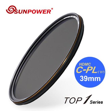 SUNPOWER TOP1 39mm HDMC CPL 超薄框鈦元素環形偏光鏡