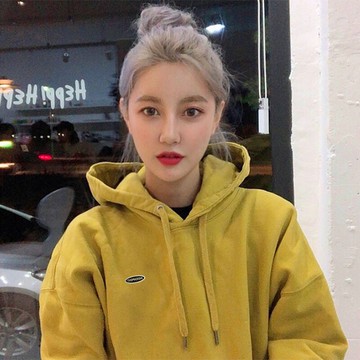 黃色衛衣女春秋薄款新款寬松ins設計感外套oversize連帽上衣